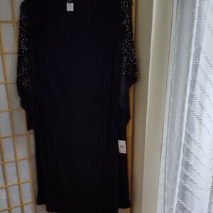 Black Dress with Beaded Sleeves MSK Size 2X